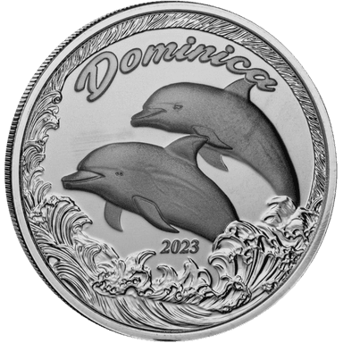 Zilveren Dominica Dolphin munt 1 troy ounce