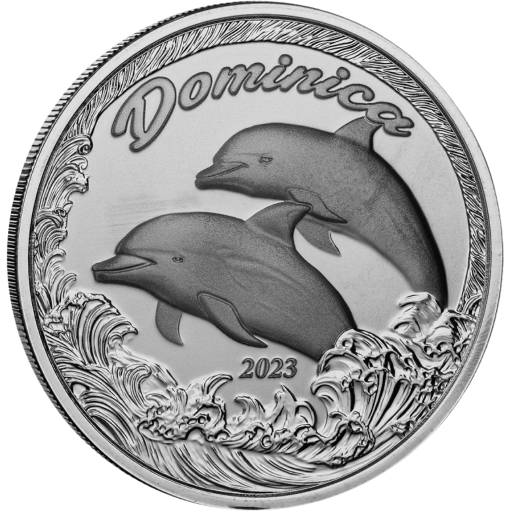 Zilveren Dominica Dolphin munt 1 troy ounce