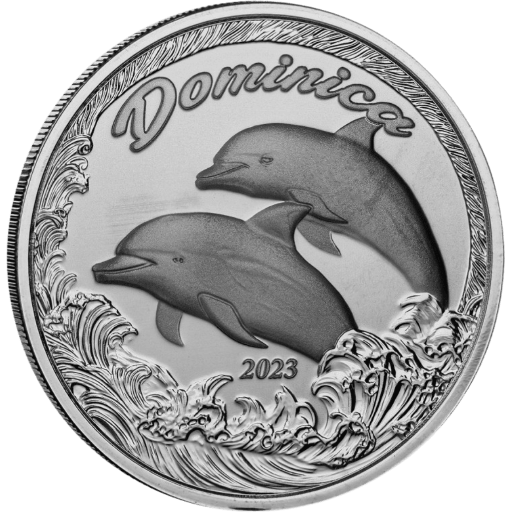 Zilveren Dominica Dolphin munt 1 troy ounce