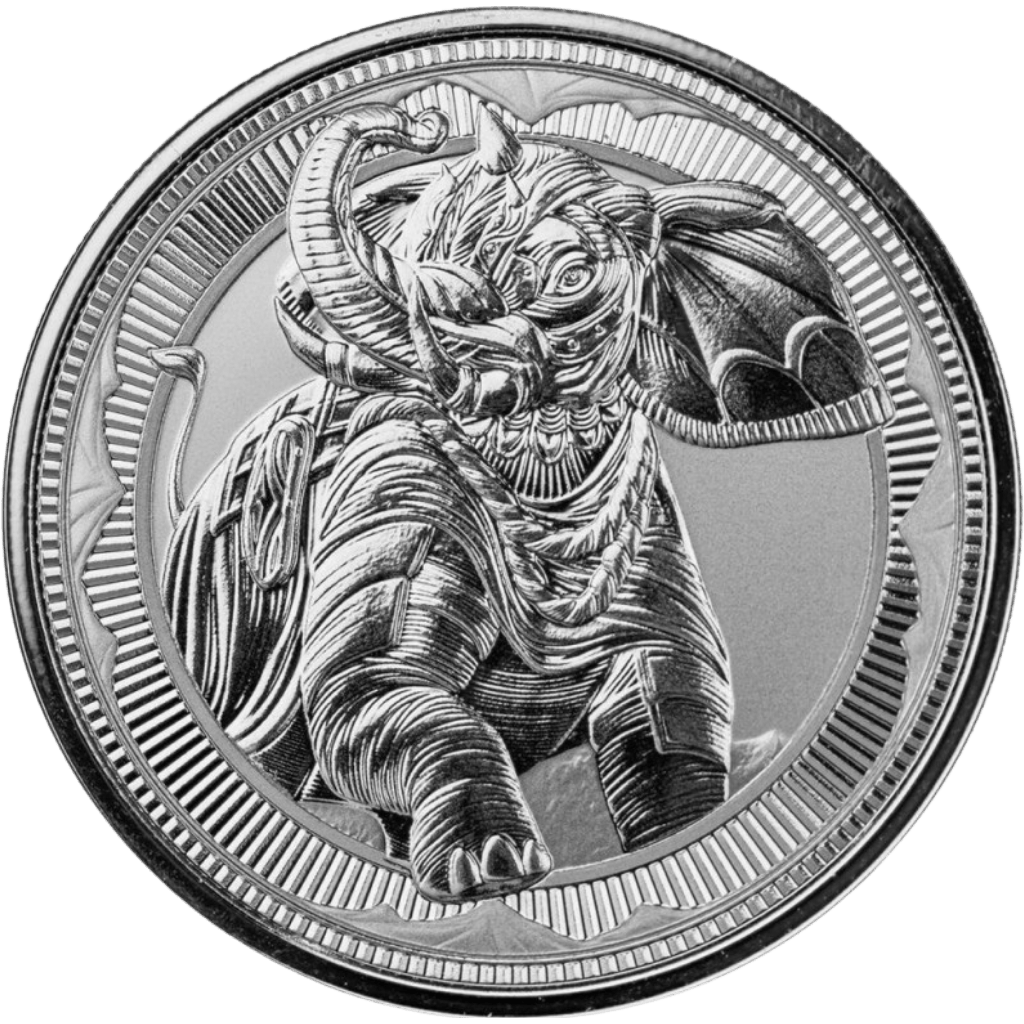 Zilveren Gibraltar War Elephant munt 1 troy ounce