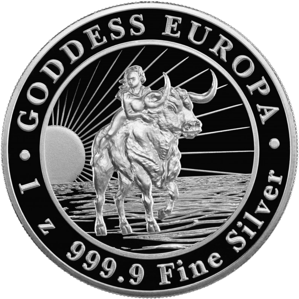 Zilveren Goddess of Europa munt 1 troy ounce