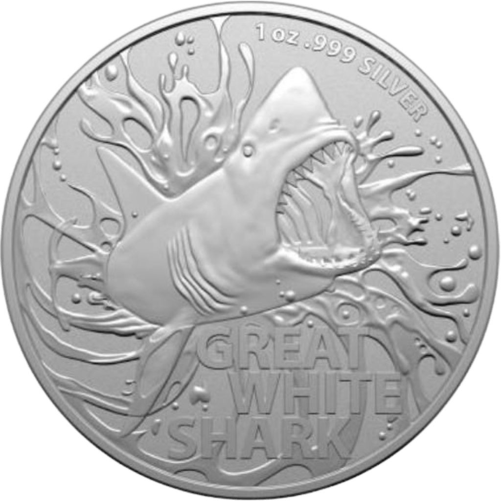 Zilveren Great White Shark munt 1 troy ounce