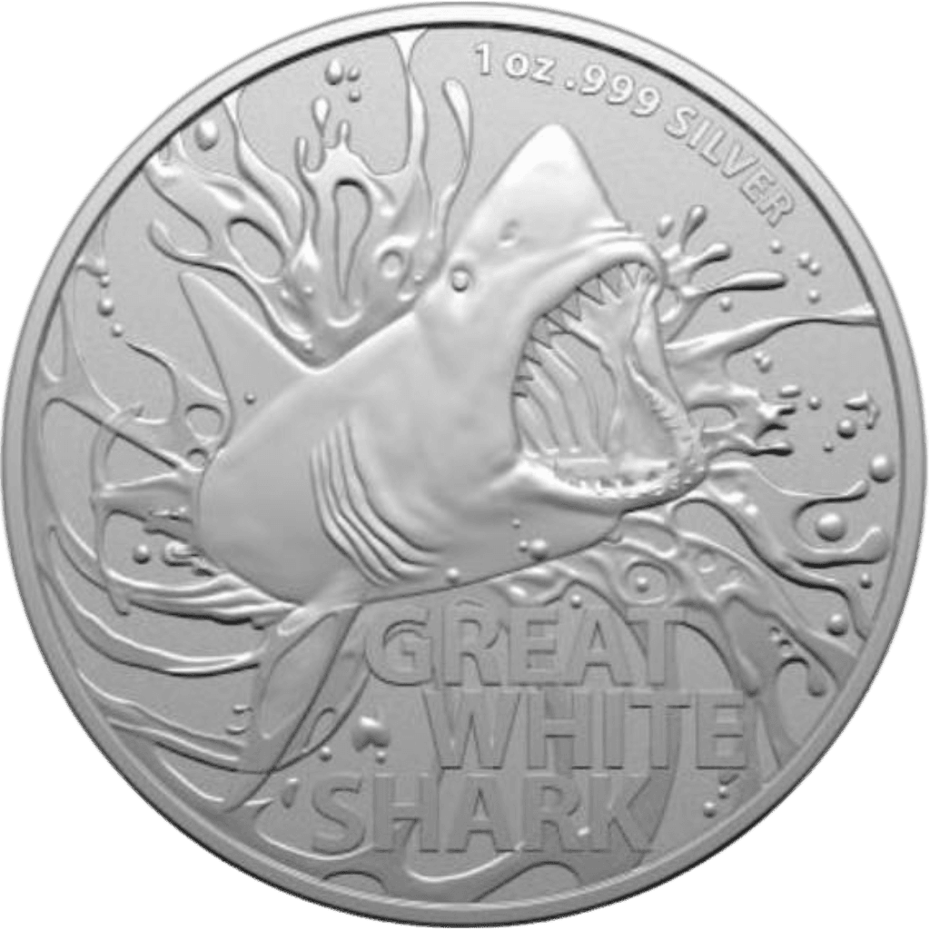 Zilveren Great White Shark munt 1 troy ounce