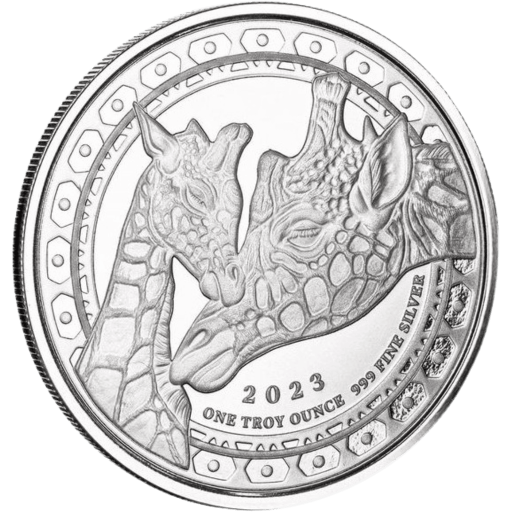Zilveren Republic of Guinea Giraffe munt 1 troy ounce