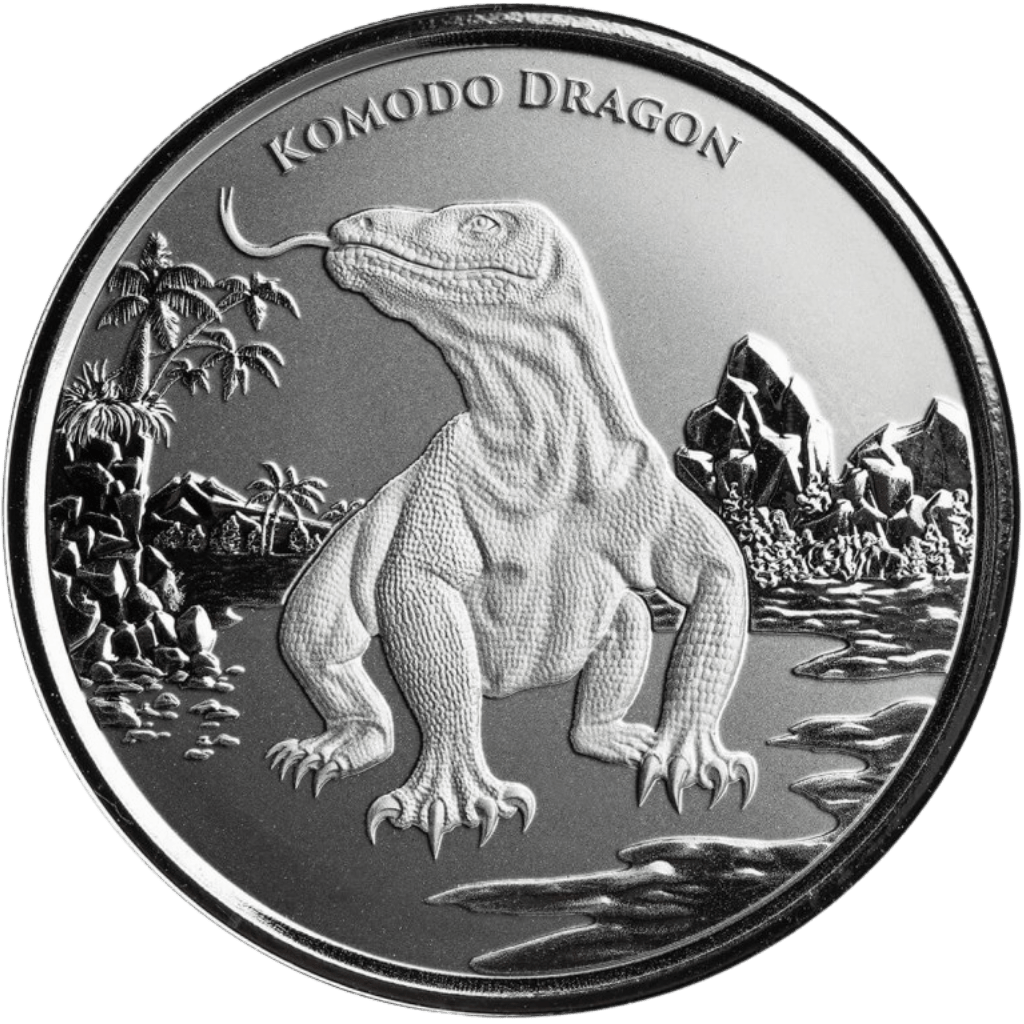 Zilveren Komodo Dragon munt 1 troy ounce