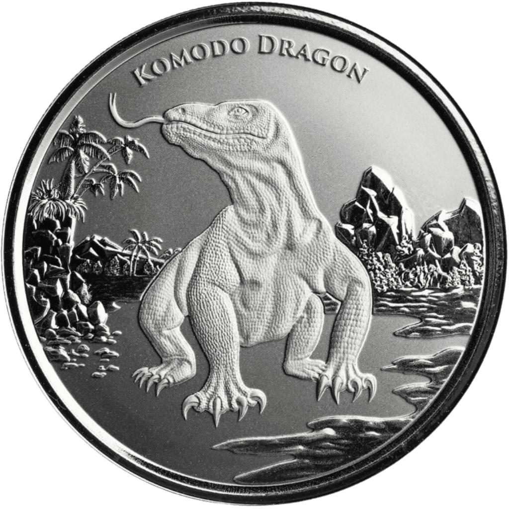Zilveren Komodo Dragon munt 1 troy ounce
