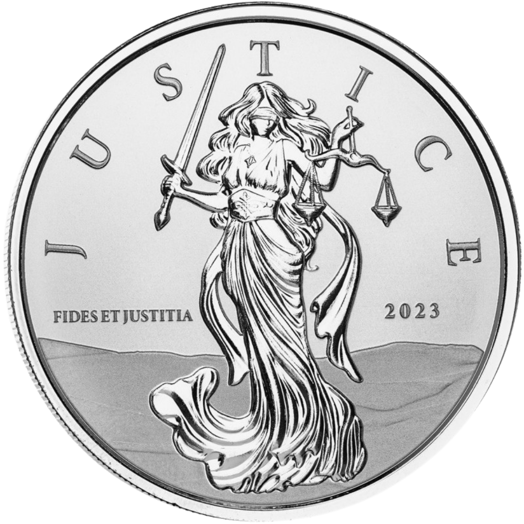 Zilveren Lady Justice munt 1 troy ounce