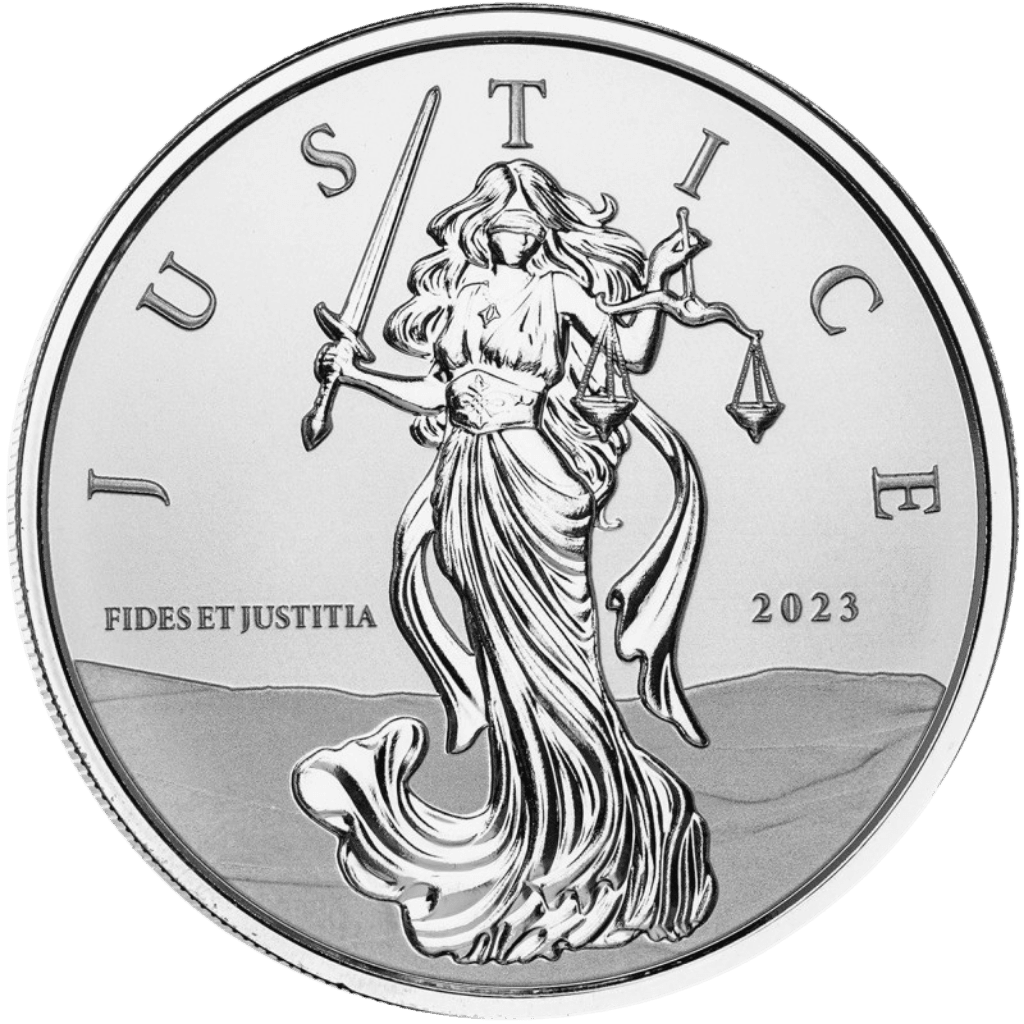 Zilveren Lady Justice munt 1 troy ounce