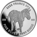 Zilveren Republiek Tsjaad Mandala Zebra munt 1 troy ounce 1
