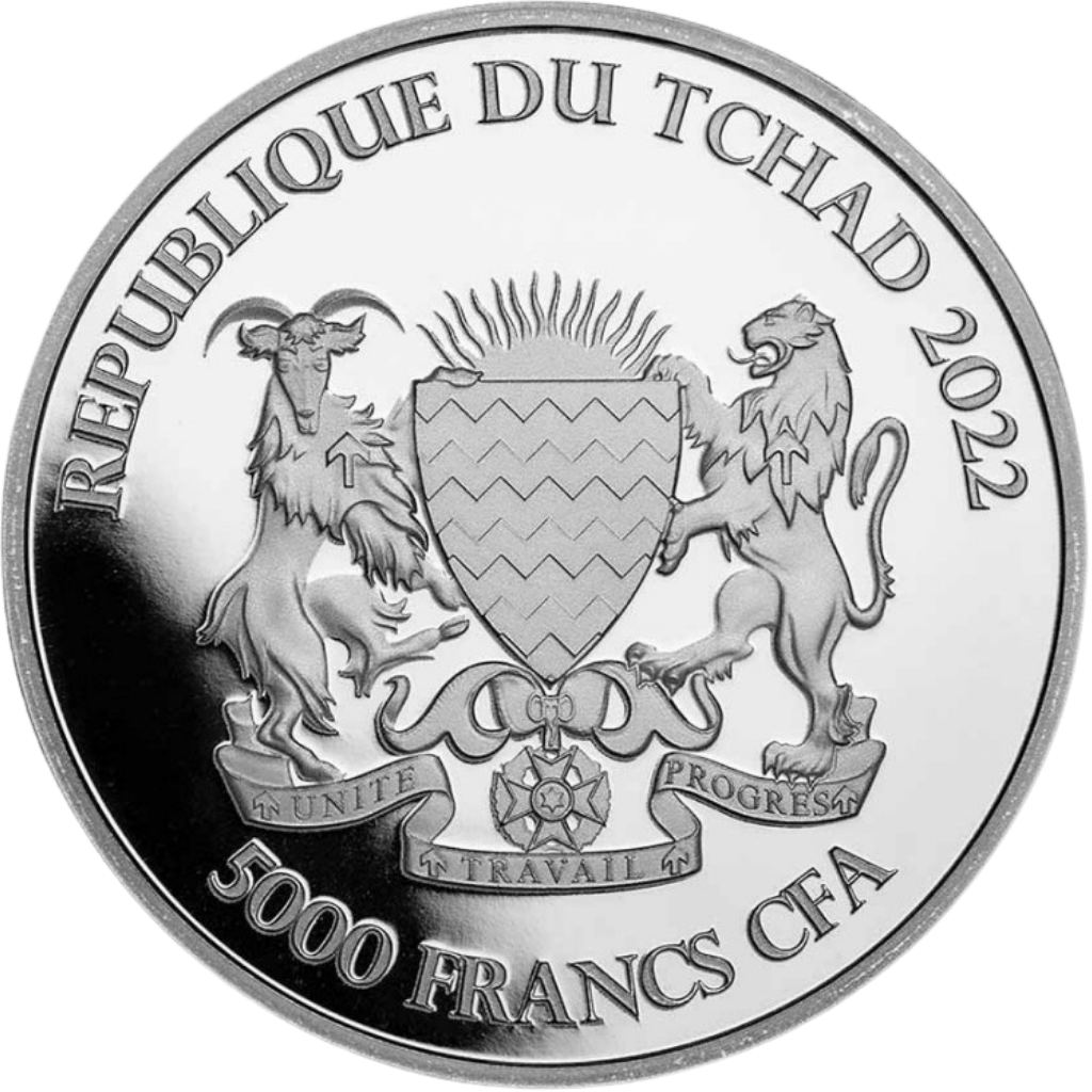 Zilveren Republiek Tsjaad Mandala Zebra munt 1 troy ounce