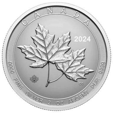 Zilveren Maple Leaf twin munt 2 troy ounce