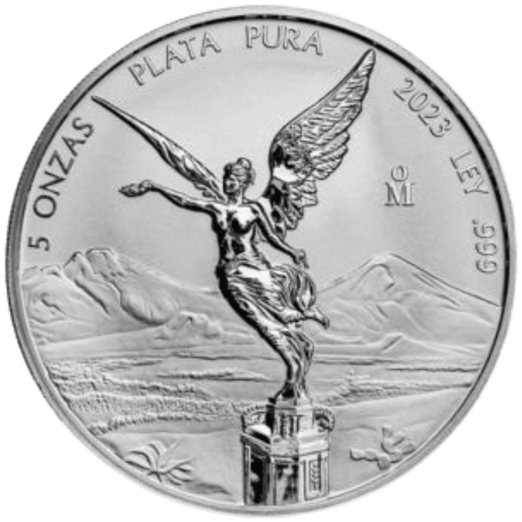Zilveren Mexican Libertad munt 5 troy ounce