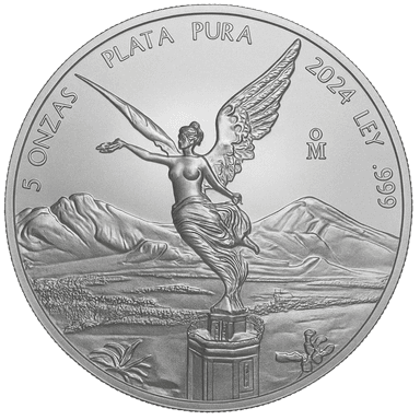 Zilveren Mexican Libertad munt 5 troy ounce