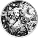 Zilveren Mona Lisa x Van Gogh munt 1 troy ounce 1