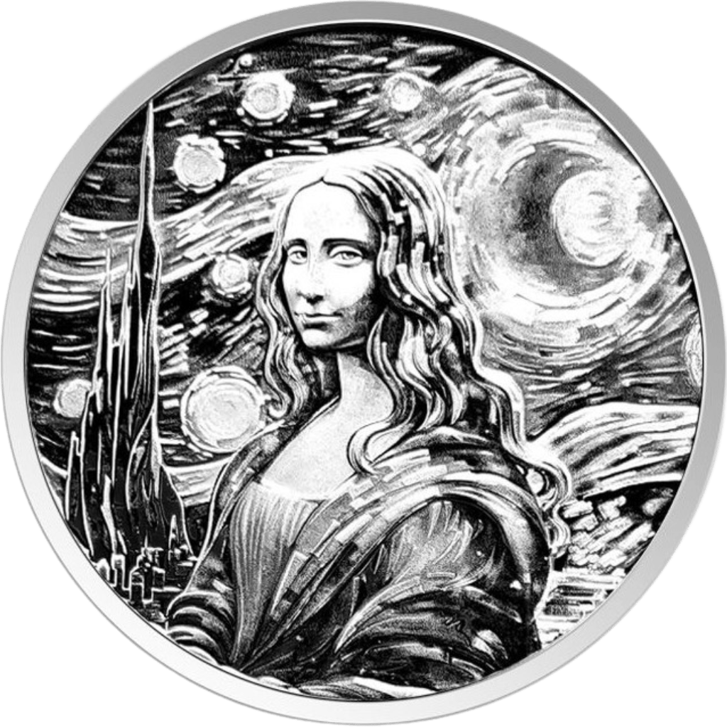 Zilveren Mona Lisa x Van Gogh munt 1 troy ounce