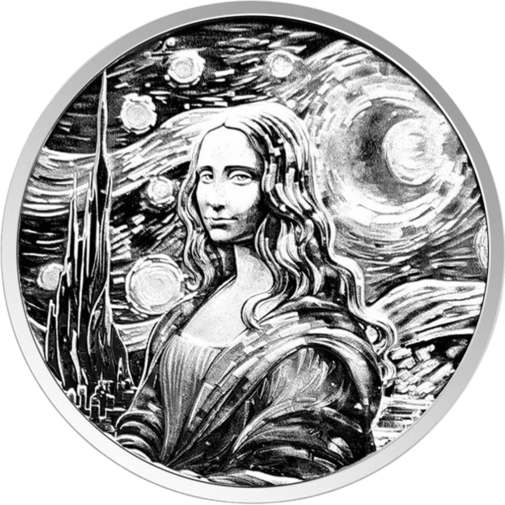 Zilveren Mona Lisa x Van Gogh munt 1 troy ounce