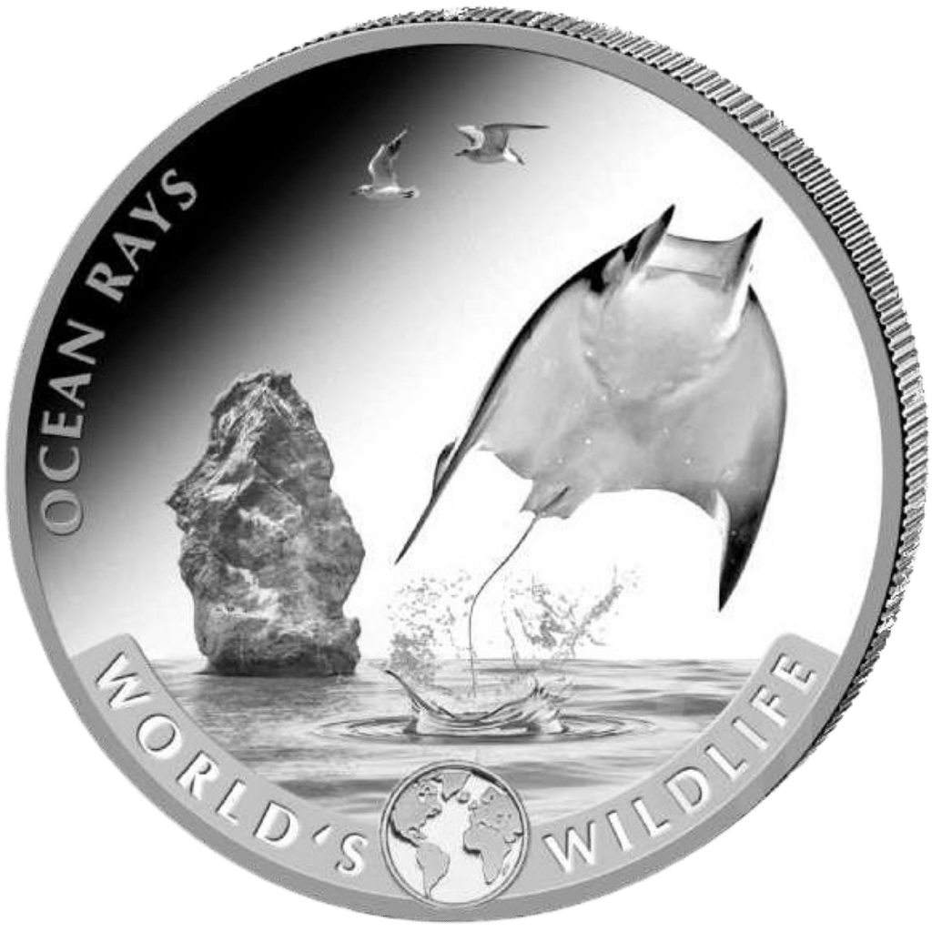 Zilveren Worlds Wildlife Ocean Rays munt 1 troy ounce