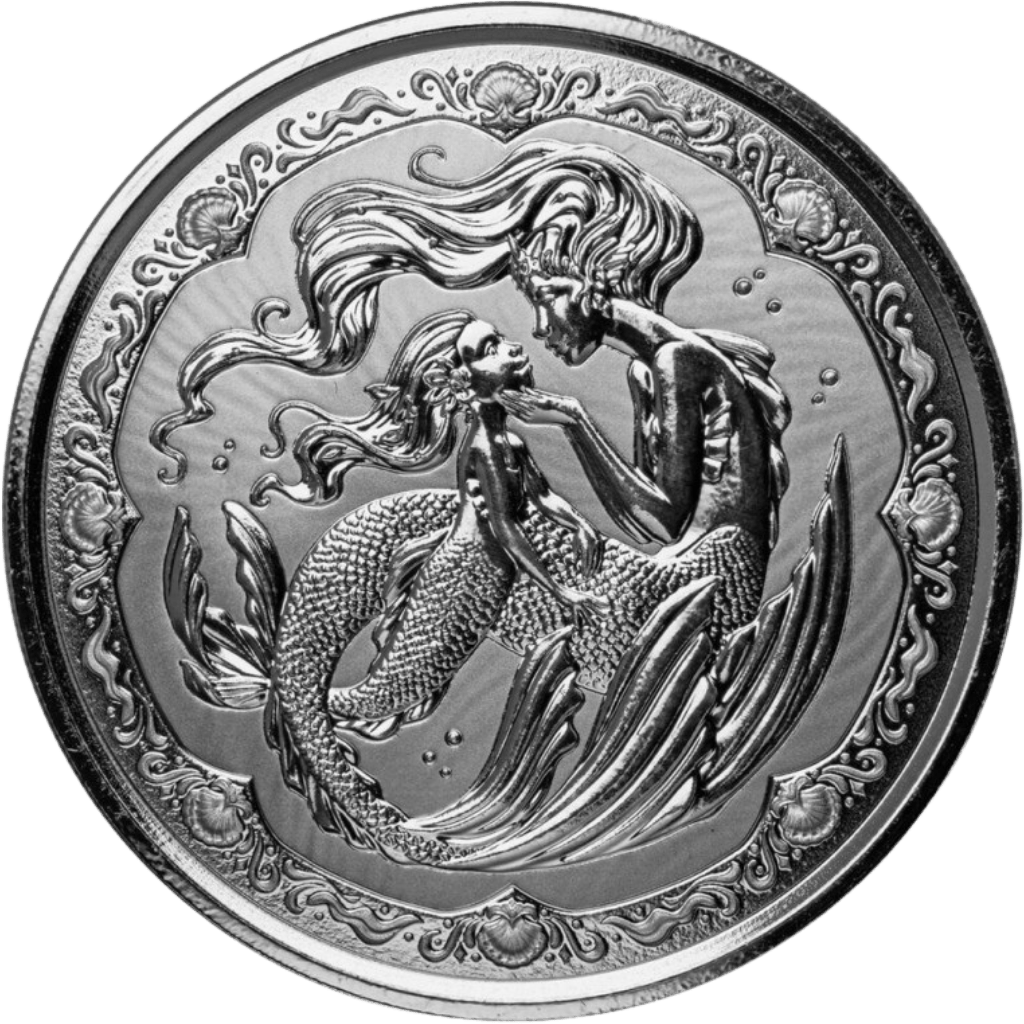 Zilveren Pacific Mermaid and Daughter munt 1 troy ounce