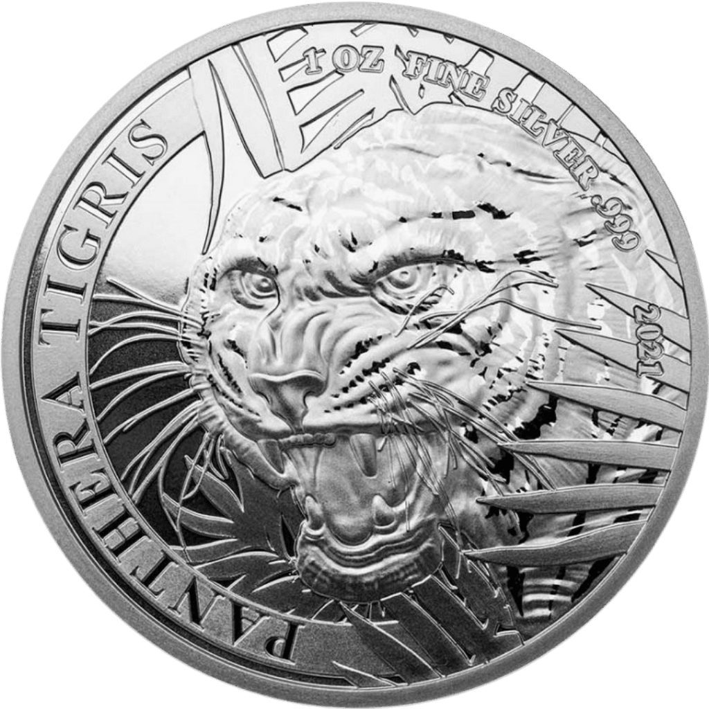 Zilveren Panthera Tigris munt 1 troy ounce