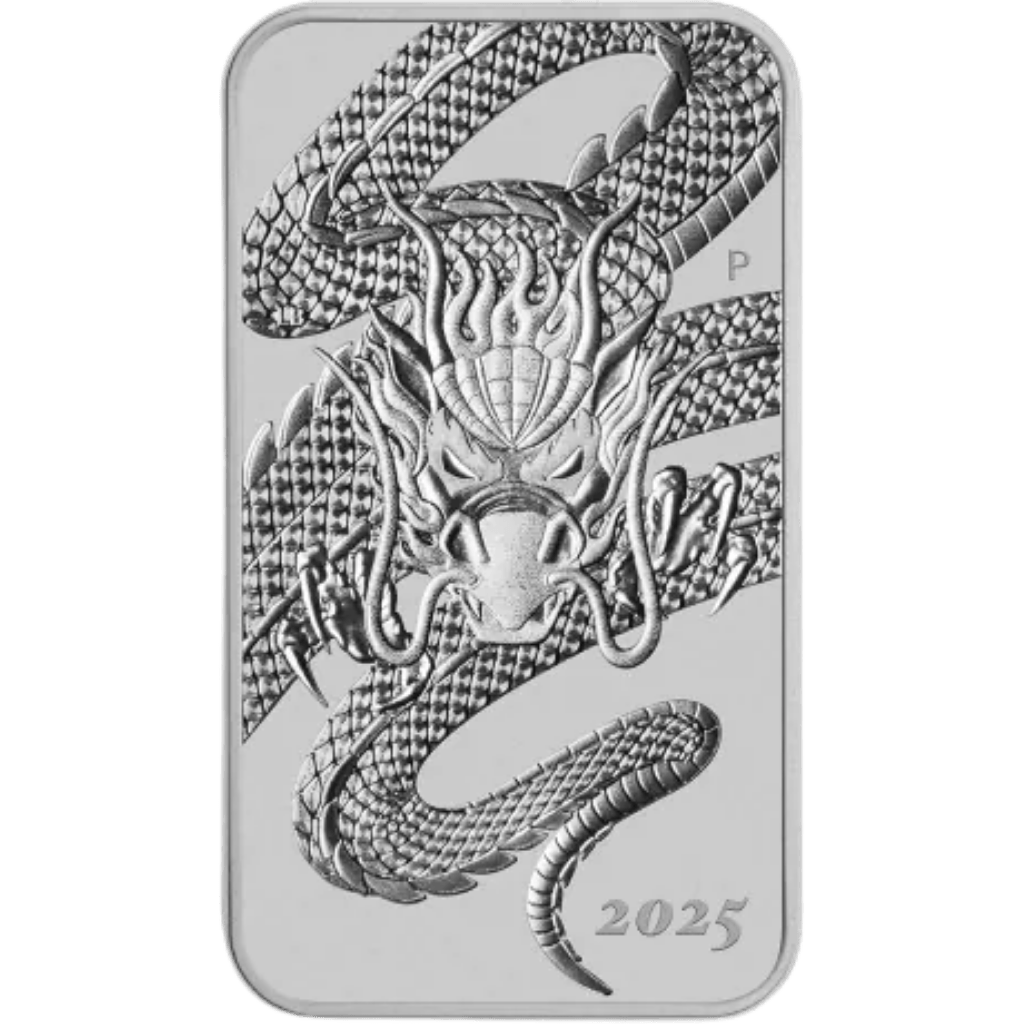 Zilveren Rectangular Dragon muntbaar 1 troy ounce