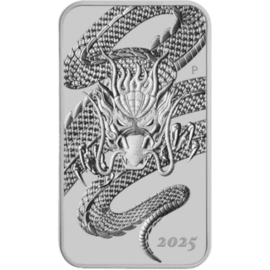 Rectangular Dragon muntbaar zilver 1 troy ounce
