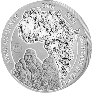 Zilveren Rwanda Mountain Gorilla munt 1 troy ounce