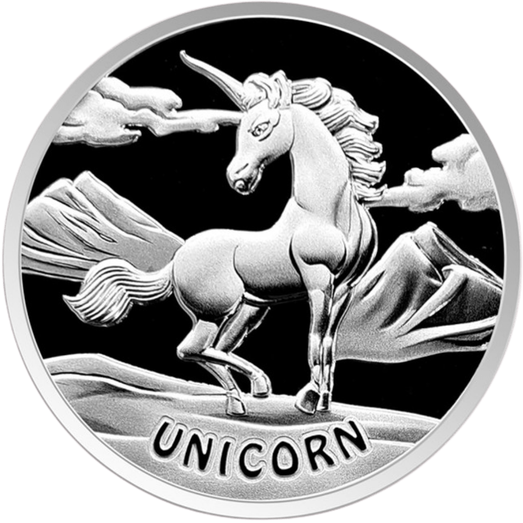Zilveren Mythical Creatures Unicorn munt 1 troy ounce