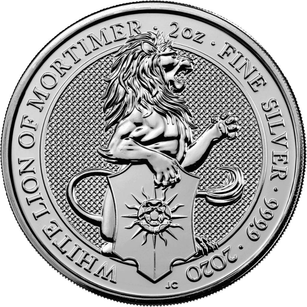 Zilveren White Lion of Mortimer munt 2 troy ounce