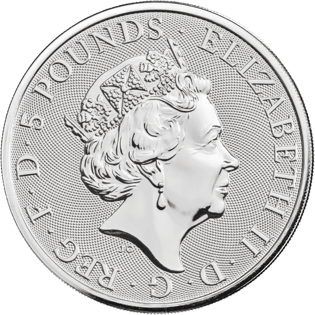 Zilveren White Lion of Mortimer munt 2 troy ounce