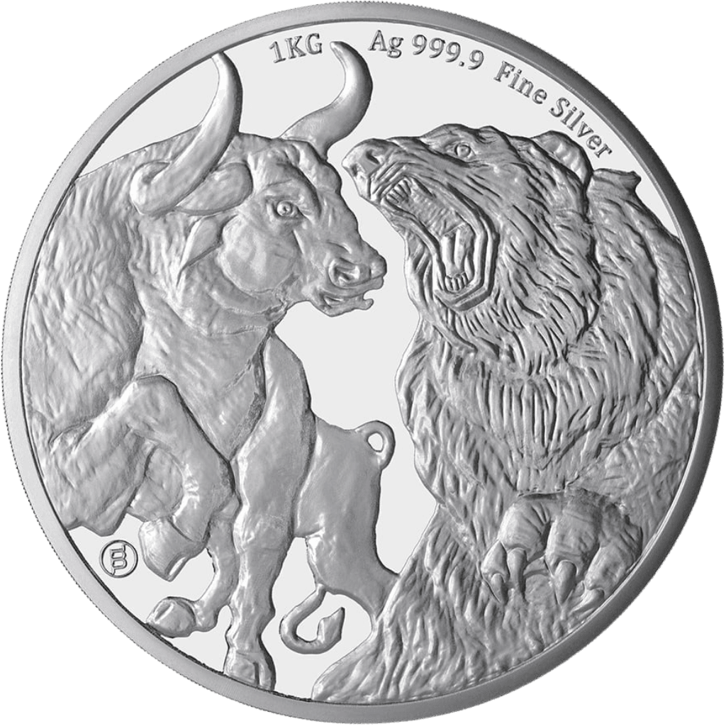 Zilveren Bull & Bear munt 1 kilo