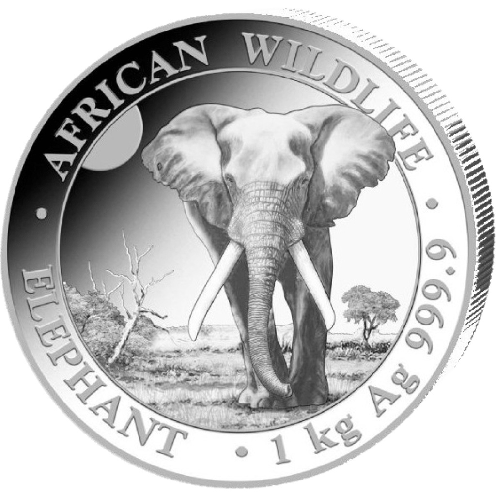 Zilveren Somalische Olifant munt 1 kilo