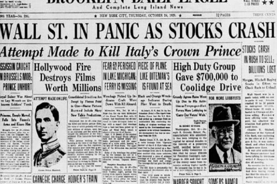 Beurskrach en grote depressie 1929